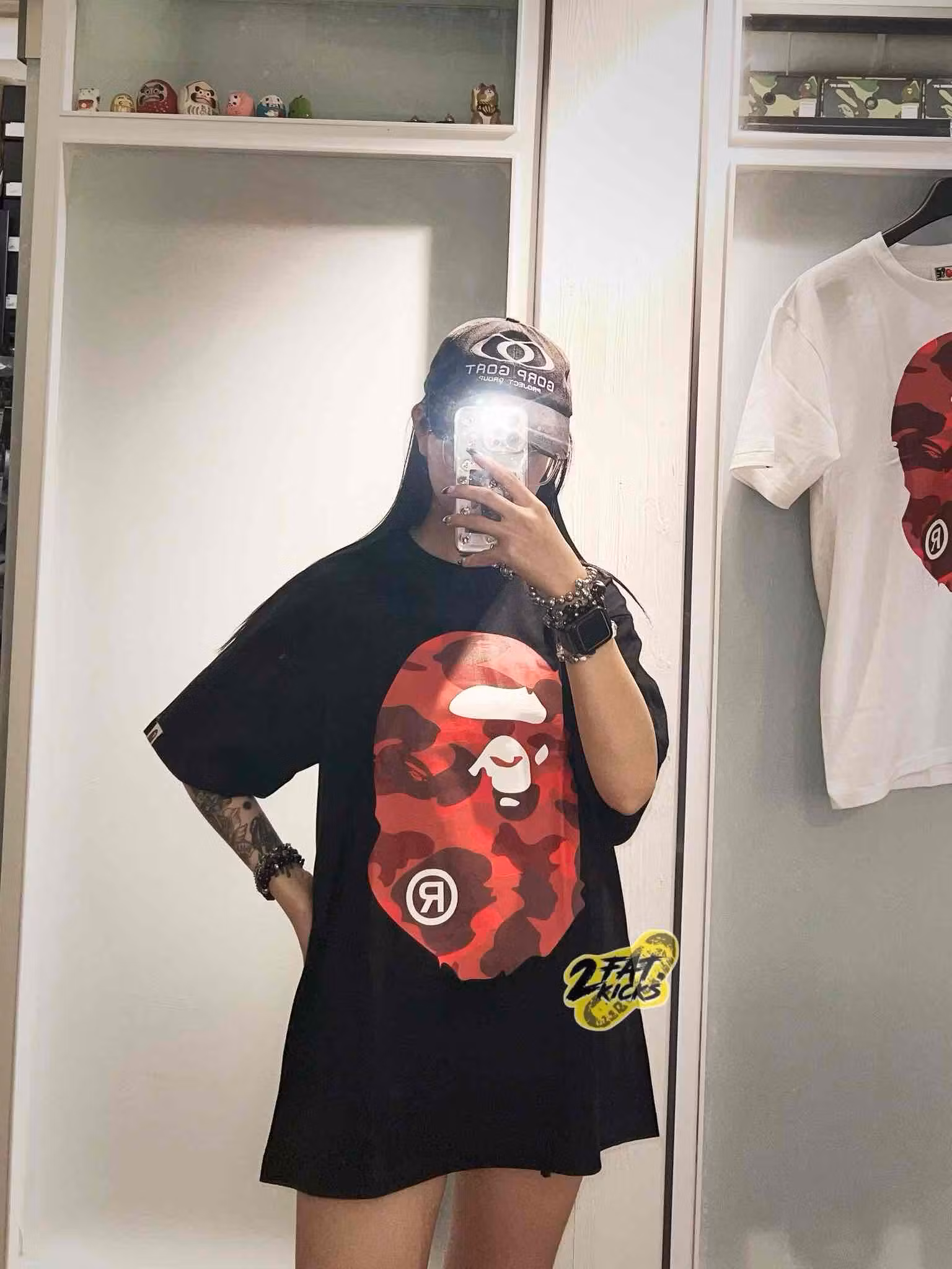 Bape Color Camo Big Ape Head T-shirt Black Red Bape Color Camo Big Ape Head T-shirt Black Red